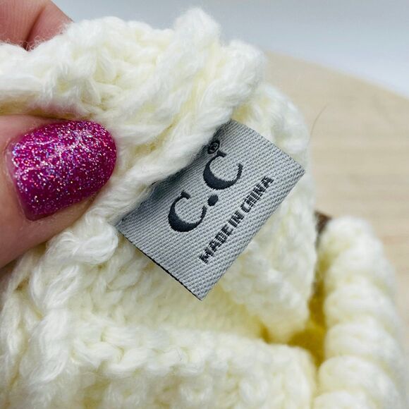 C.C. Winter Ivory Cream Hat Beanie Acryllic Knit Winter Attire - Picture 6 of 7